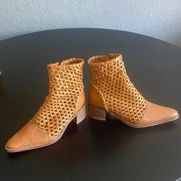 Free People Woven Tan Ankle Boots - Picture 3 of 7